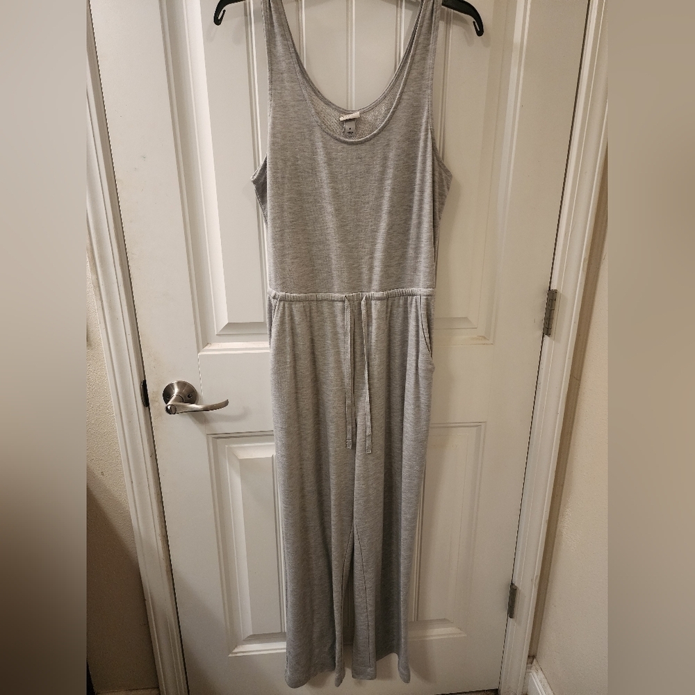 A New Day Gray Sleeveless Wide Leg Jumpsuit Size M Drawstring Waist